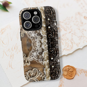 Vintage-Leder-Land-Lace-Look Damen Case-Mate iPhone 14 Pro Max Hülle