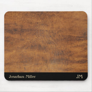 Vintage-Leder-Schreibtischunterlage mit personalis Mousepad