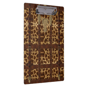 Vintage-Leder-Tribal-Giraffen-Tierdruck Klemmbrett