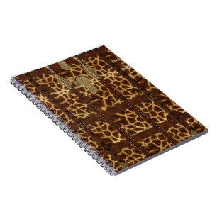 Vintage-Leder-Tribal-Giraffen-Tierdruck Notizblock