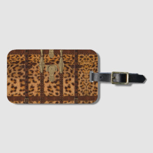 Vintage-Leder-Tribal-Jaguar-Tierdruck Gepäckanhänger
