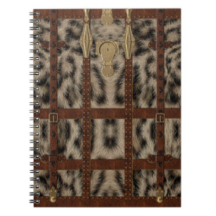 Vintage-Leder-Tribal-Schneeleopard-Tierdruck Notizblock