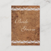 Vintage Leder- und Spitzen-Tischnummer Platzkarte (Rückseite)