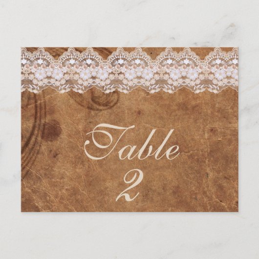 Vintage Leder- und Spitzen-Tischnummer Postkarte (Vorderseite)