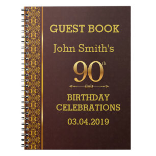 Vintage-Lederstruktur 90. Geburtstag Gästebuch Notizblock