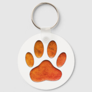 Vintage Ledertextur Dog Paw Print Schlüsselanhänger