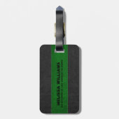 Vintage Ledertextur grün und schwarz Gepäckanhänger (Rückseite vertikal)