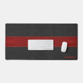 Vintage Ledertextur in Schwarz und Rot, Monogramm Schreibtischunterlage (Tastatur & Maus)