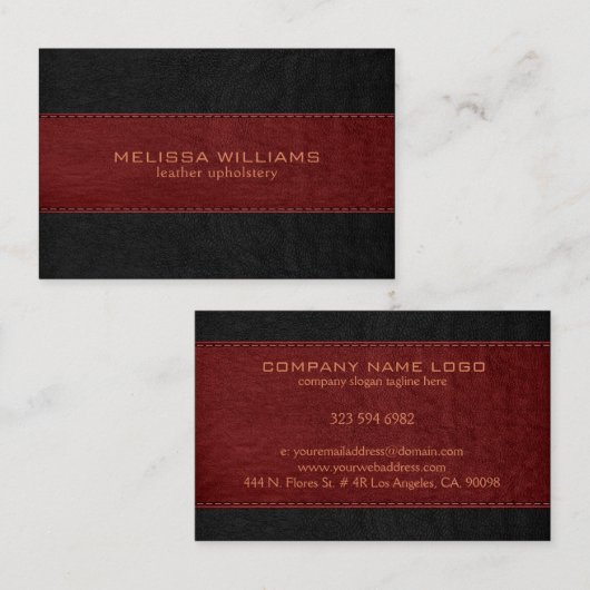 Vintage Ledertextur, rot und schwarz Visitenkarte (Vorne/Hinten)