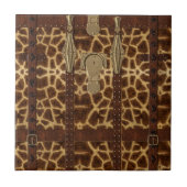 Vintage Ledertribal Giraffe Tierausdruck Fliese (Vorderseite)