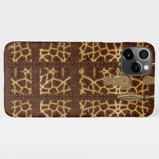 Vintage Ledertribal Giraffe Tierwerbung iPhone Hülle (Rückseite (Horizontal))