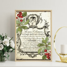 Vintage Lederwerbung und Blume-Plakat