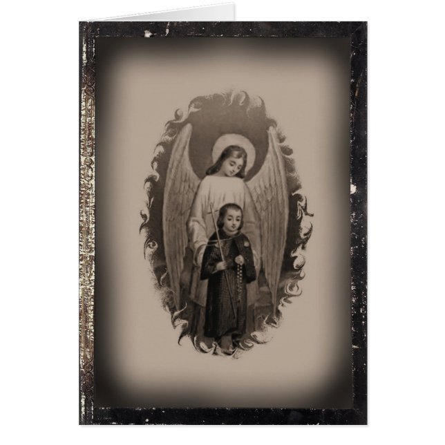 Vintage leere heilige Karte des Wächter-Engels (Vorne)