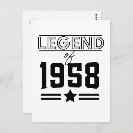 Vintage Legende der Postkarte von 1957 (Vorne/Hinten)