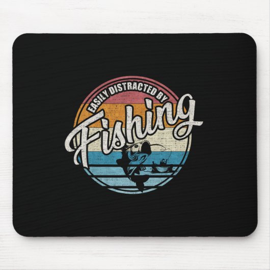 Vintage Leicht Ablenkbar Durch Angeln  Mousepad (Vorne)