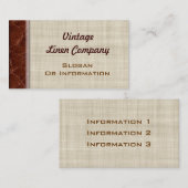 Vintage Leinen-und Leder-Geschäfts-Karten Visitenkarte (Vorne/Hinten)