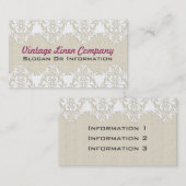 Vintage Leinen-und Spitze-Geschäfts-Karten Visitenkarte (Vorne/Hinten)