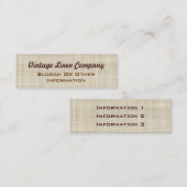 Vintage Leinengeschäfts-Karten Mini Visitenkarte (Vorne/Hinten)