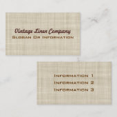 Vintage Leinengeschäfts-Karten Visitenkarte (Vorne/Hinten)
