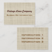 Vintage Leinengeschäfts-Karten Visitenkarte (Vorne/Hinten)