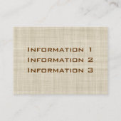 Vintage Leinengeschäfts-Karten Visitenkarte (Rückseite)