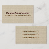 Vintage Leinenhintergrund-Geschäfts-Karten Visitenkarte (Vorne/Hinten)