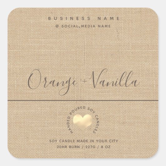 Vintage Leinenkerne Quadratischer Aufkleber (Vorderseite)