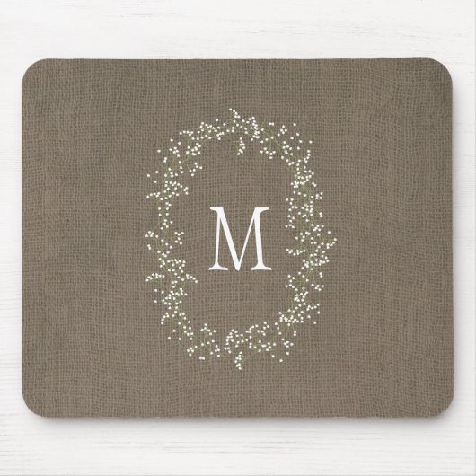 Vintage Leinwand-Blumenmonogramm Mousepad (Vorne)