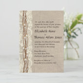 Vintage Leinwand-Spitze perlt Hochzeits-Einladung Einladung (Stehend Vorderseite)