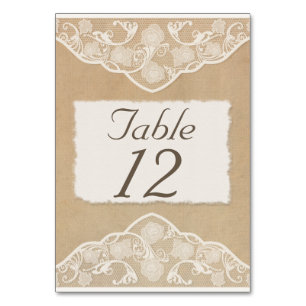 Vintage Leinwand, Tischnummer für Papier und Spitz