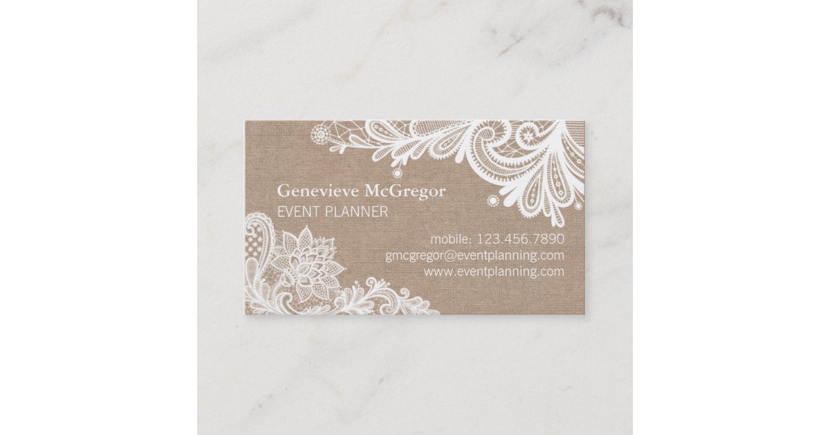 Vintage Leinwand Und Spitze Geschafts Karte Visitenkarte Zazzle De