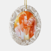 Vintage Leinwand und Spitze-Verzierung Keramik Ornament (Rechts)