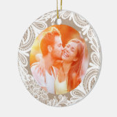 Vintage Leinwand und Spitze-Verzierung Keramik Ornament (Links)