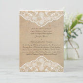 Vintage Leinwand und Spitzeneffekte Hochzeitseinla Einladung (Stehend Vorderseite)
