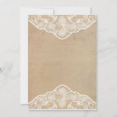 Vintage Leinwand und Spitzeneffekte Hochzeitseinla Einladung (Rückseite)