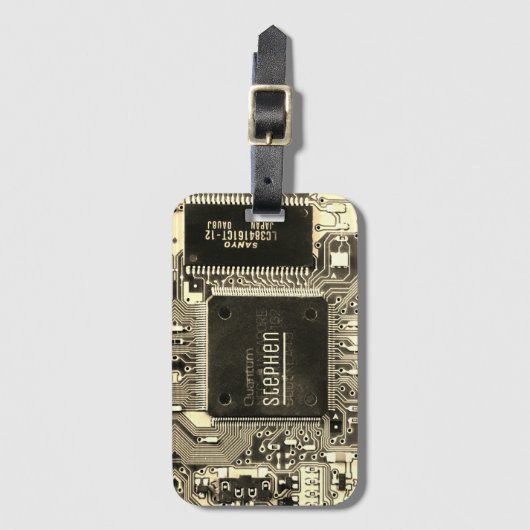 Vintage Leiterplatte Geek electronic PCB Gepäckanhänger (Vorderseite Vertikal)