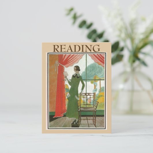 Vintage Lektüre, Text Postkarte ändern (Stehend Vorderseite)
