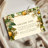 Vintage Lemon Blossom Botanical Wedding Dankeskarte