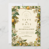 Vintage Lemon Blossom Botanical Wedding Save The Date (Vorderseite)