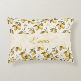 Vintage Lemon Blossom – Elegante botanische Zitrus Dekokissen