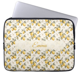 Vintage Lemon Blossom – Elegante botanische Zitrus Laptopschutzhülle