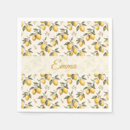 Vintage Lemon Blossom – Elegante botanische Zitrus Serviette