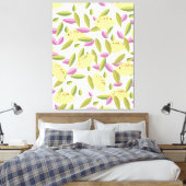 Vintage Lemon-Pattern-Stil Leinwanddruck (Insitu (Schlafzimmer))