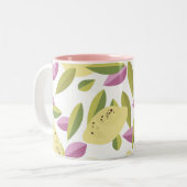 Vintage Lemon-Pattern-Stil Zweifarbige Tasse (Vorderseite Links)