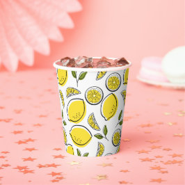 Vintage Lemon Print Pappbecher