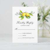 Vintage Lemons Wasserfarbenhochzeit RSVP Card (Stehend Vorderseite)