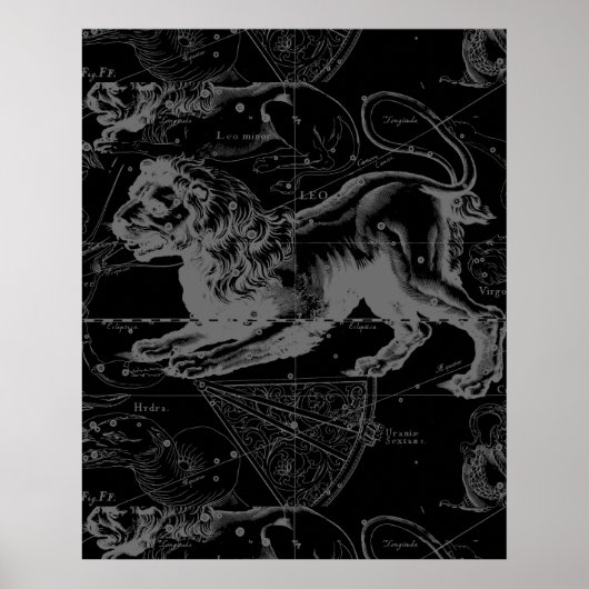 Vintage Leokonstellation MapHevelius 1690 Poster (Vorne)