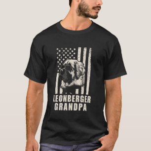 Vintage Leonberger Opa Amerikanische Flagge Lustig T-Shirt