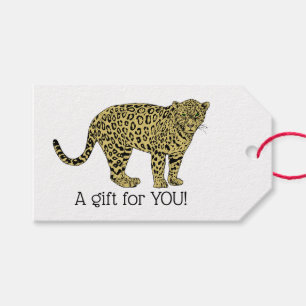 Vintage Leopard Gepard Geflecktes Katzenbild Geschenkanhänger