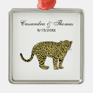Vintage Leopard Gepard Geflecktes Katzenbild Ornament Aus Metall